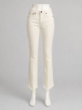 Rag & Bone High Rise Skinny Ankle Raw Hem Jeans - White - Size 24